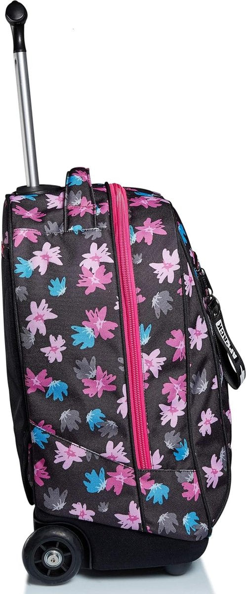 Trolley, 2-in-1, schooltas op wielen, rugzak met trolleyfunctie voor kinderen, vanaf groep 1, voor school, reizen, meisjes & jongens; veelkleurig