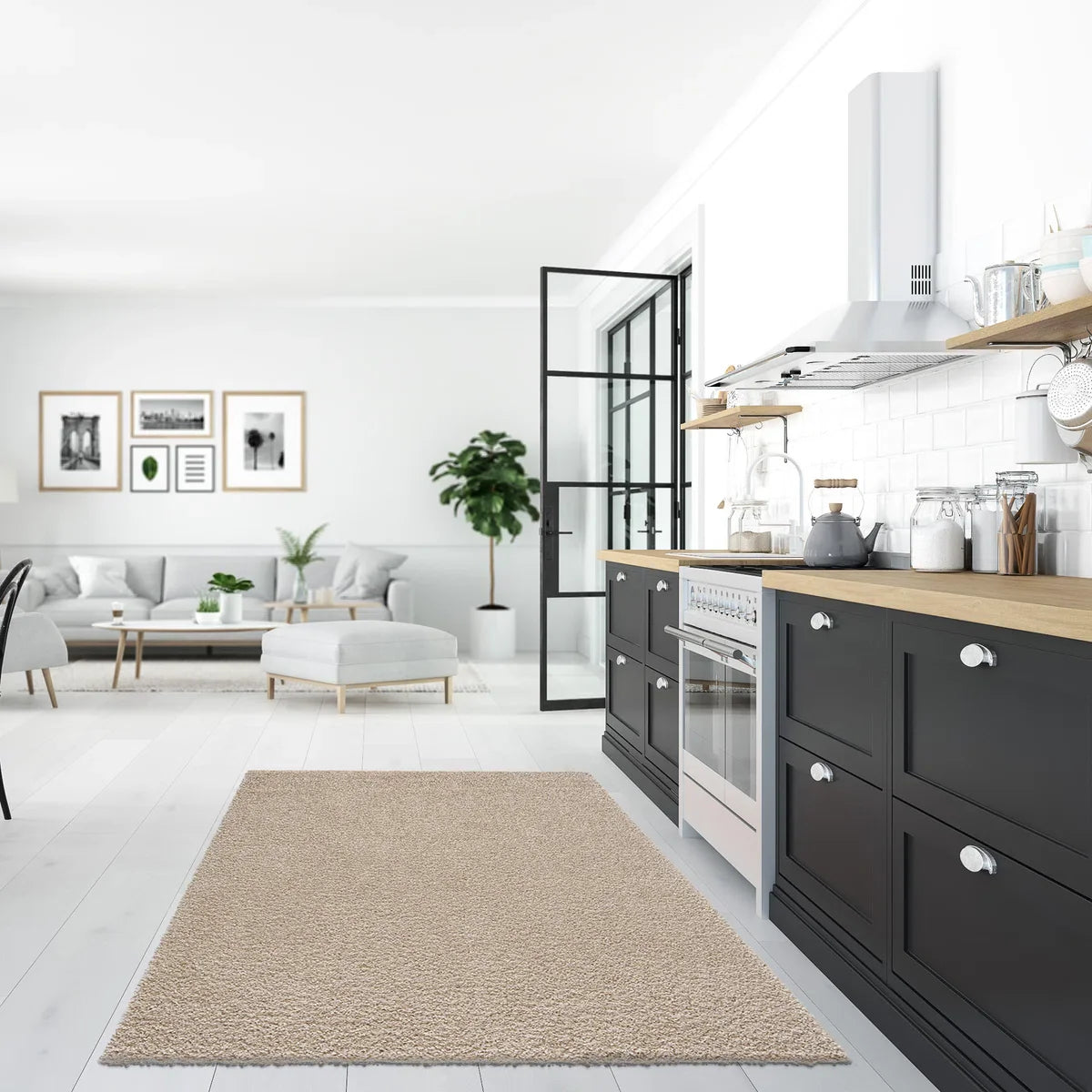 Loca Shaggy Vloerkleed Beige - 140x200 CM - Hoogpolig Vloerkleed - Tapijt Woonkamer, Slaapkamer