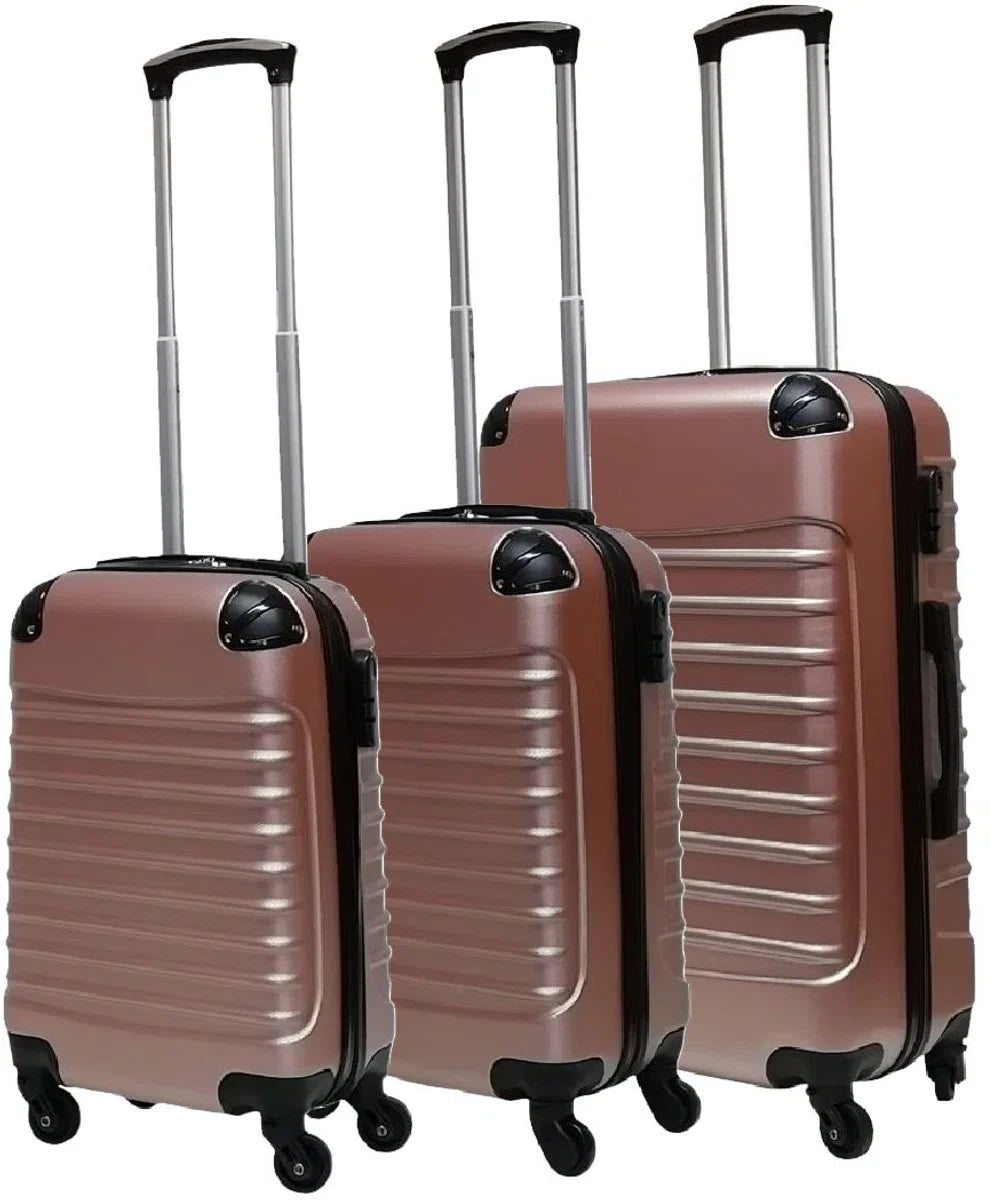 Quadrant 3-delige ABS Kofferset - 2 x handbagage koffer / 1 x grote koffer - Rosé Goud