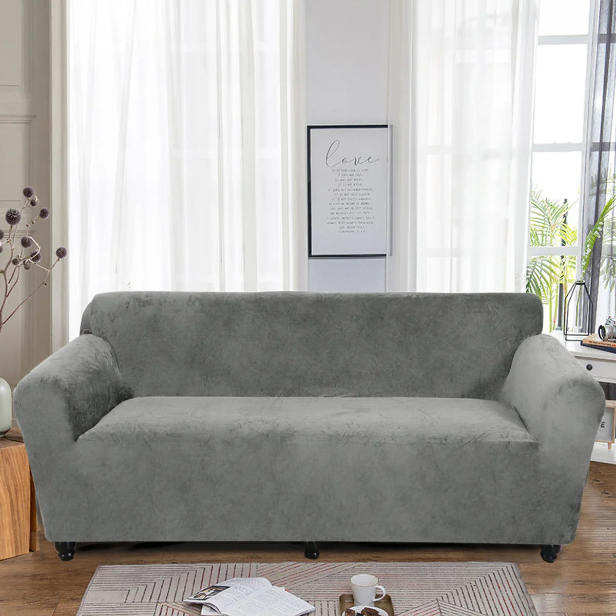 Stretch Bankhoes voor 3-zitsbanken (190-230 cm) - Bescherming en Stijl voor Uw Zetel - Vlekbestendig, Comfortabel en Eenvoudig Onderhoud - Grijs