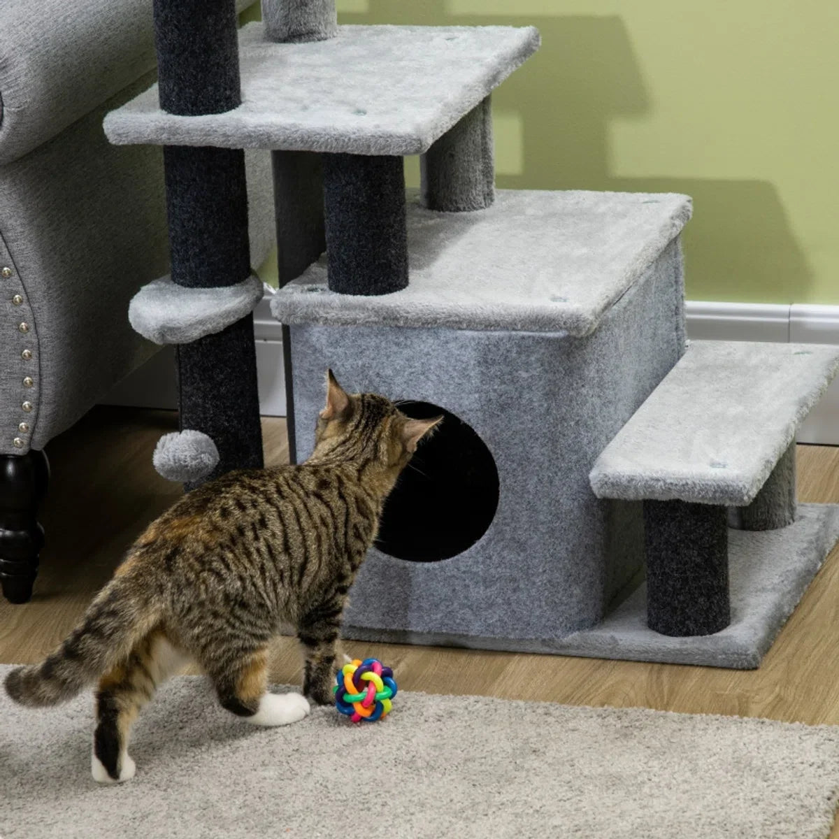 Cat stairs - Scratching post - Cat scratching post - Pet stairs - Dog stairs - Small stairs - Step stool - 60 x 40 x 66 cm