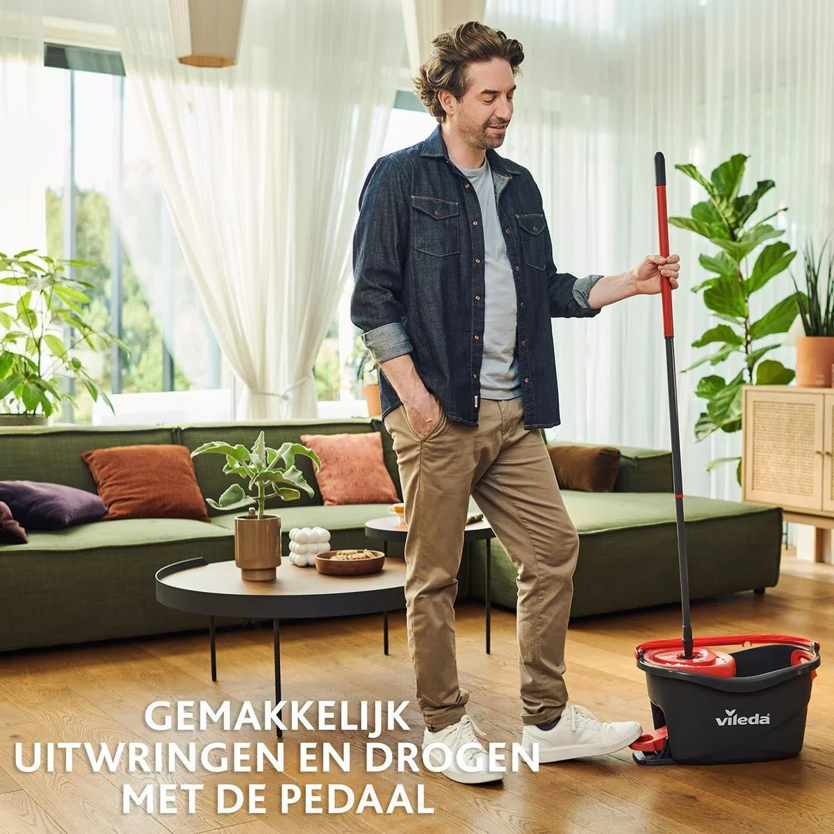 Complete roterende mopset met emmer - Telescopische steel 85-123 cm - Vileda Turbo 3in1