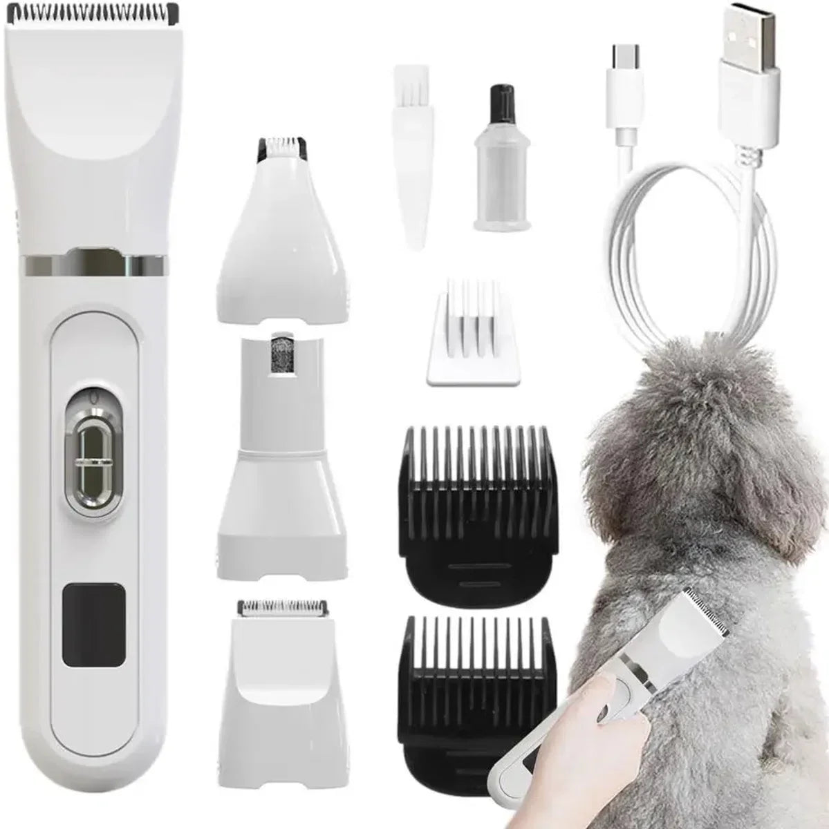 Hair trimmer - Pet hair remover - 3 Pieces Pet Clippers White Small Dog Shaver Ceramic