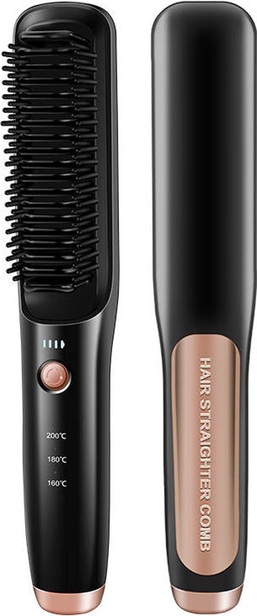 Wireless Straightening Brush - Heated Brush - Straighten Hair - Brush - Wireless - Hair Care - Hot Air Brush - Rechargeable - Hand Brush - 160-180-200 Degrees - Women