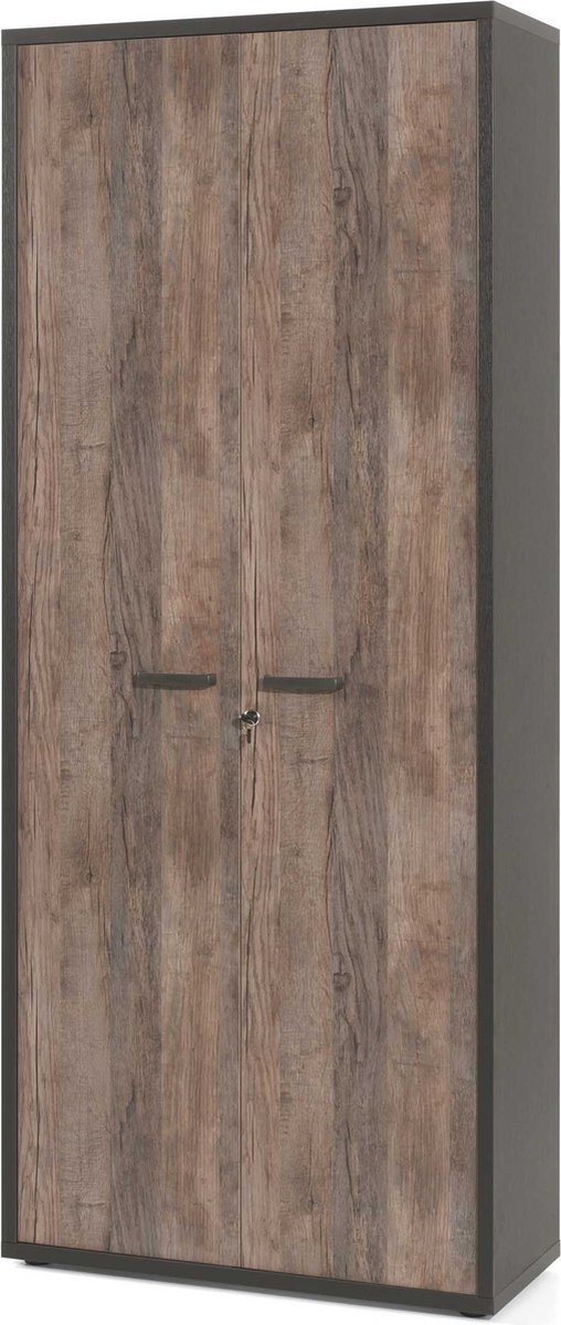 High dense office cabinet Roland Black - Vintage - Width 90 cm - Height 216 cm - Depth 40 cm - With shelves - With hinged doors