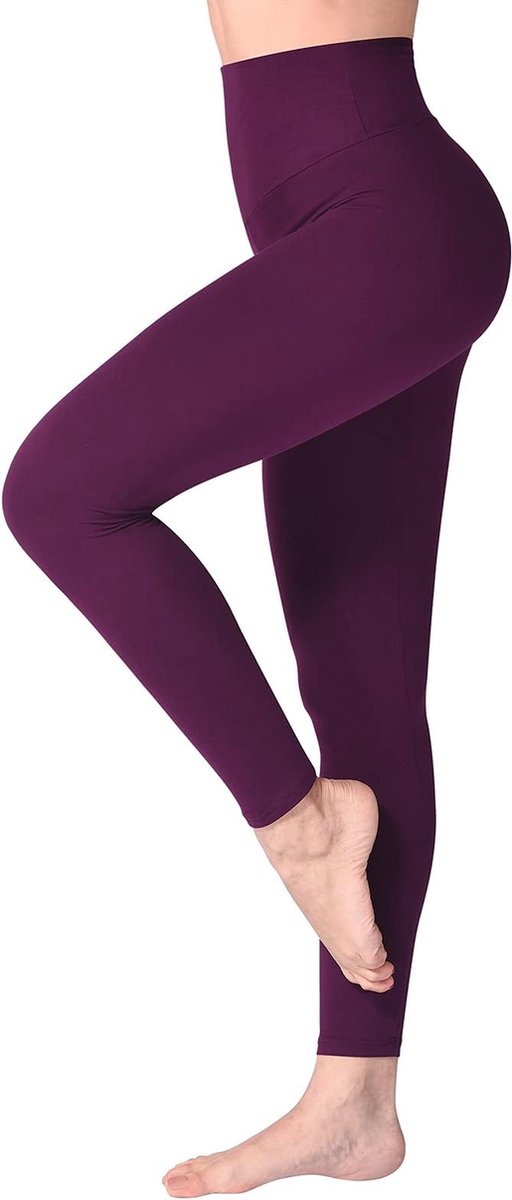 Women's High Waisted Leggings - Buttery Soft Non-See-Through Tummy Control Leggings, Plus Size Workout Gym Yoga Stretchy Pants - color purple - size L,XL