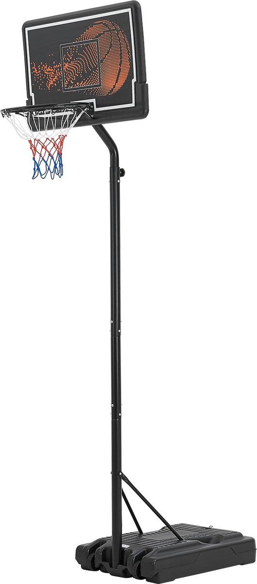 Mobile and height-adjustable basketball hoop