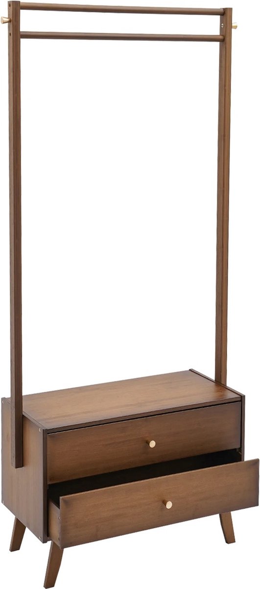 Decotopia - Kapstok - Garderobe - Rek - Met Lades - Kledingrek - Jassenhanger - 70 cm - Bruin