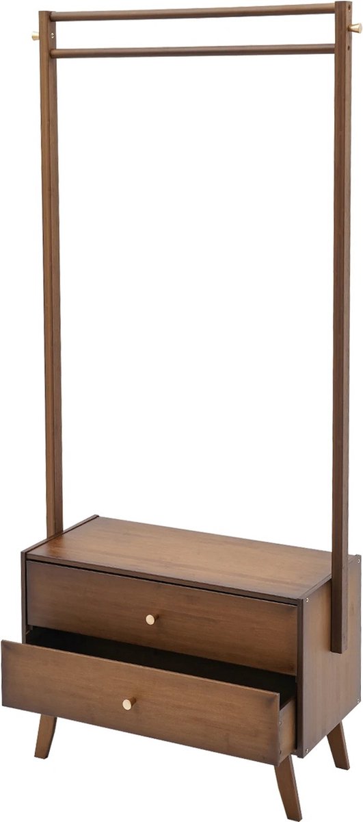 Decotopia - Kapstok - Garderobe - Rek - Met Lades - Kledingrek - Jassenhanger - 70 cm - Bruin