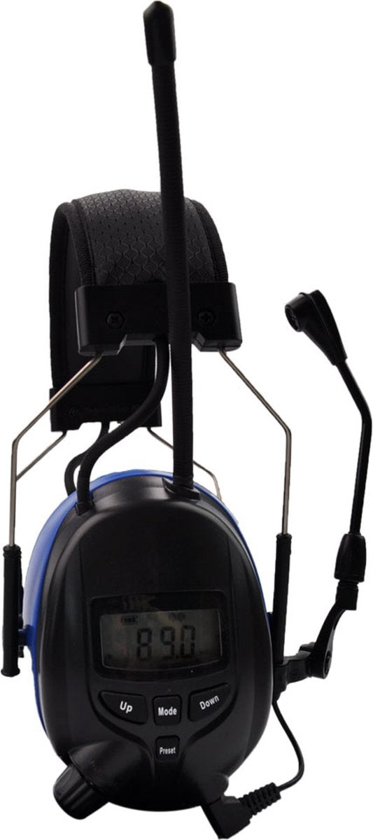 PROTEAR - Rechargeable Ear Defenders with Bluetooth FM/AM Digital Radio - External Microphone - SNR 30dB - Blue