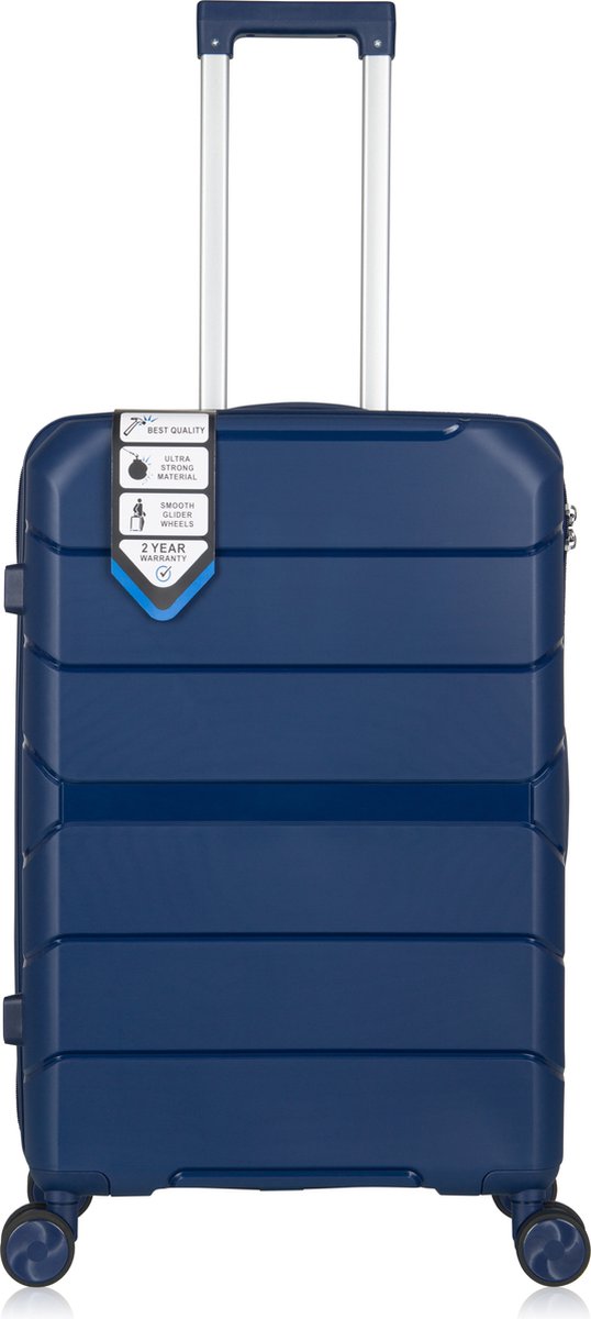 Traveller M-Series Reiskoffer 24" - 65L - 66x43x26 cm - Lichtgewicht Harde Koffer - Blauw - Met Ingebouwd TSA Slot - Voor Vliegtuig en Vakanties
