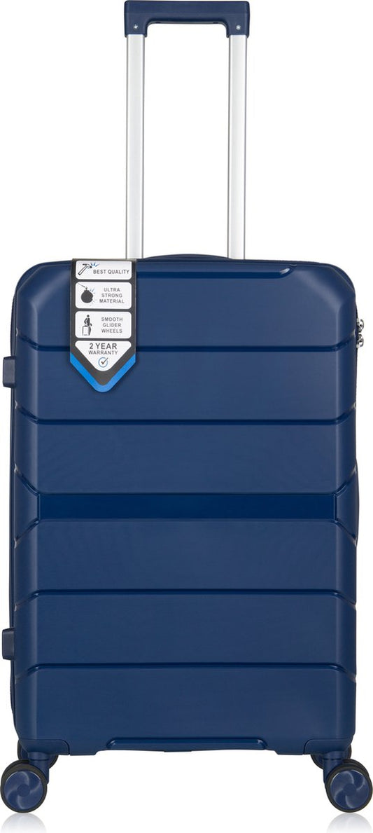 Traveller M-Series Reiskoffer 24" - 65L - 66x43x26 cm - Lichtgewicht Harde Koffer - Blauw - Met Ingebouwd TSA Slot - Voor Vliegtuig en Vakanties