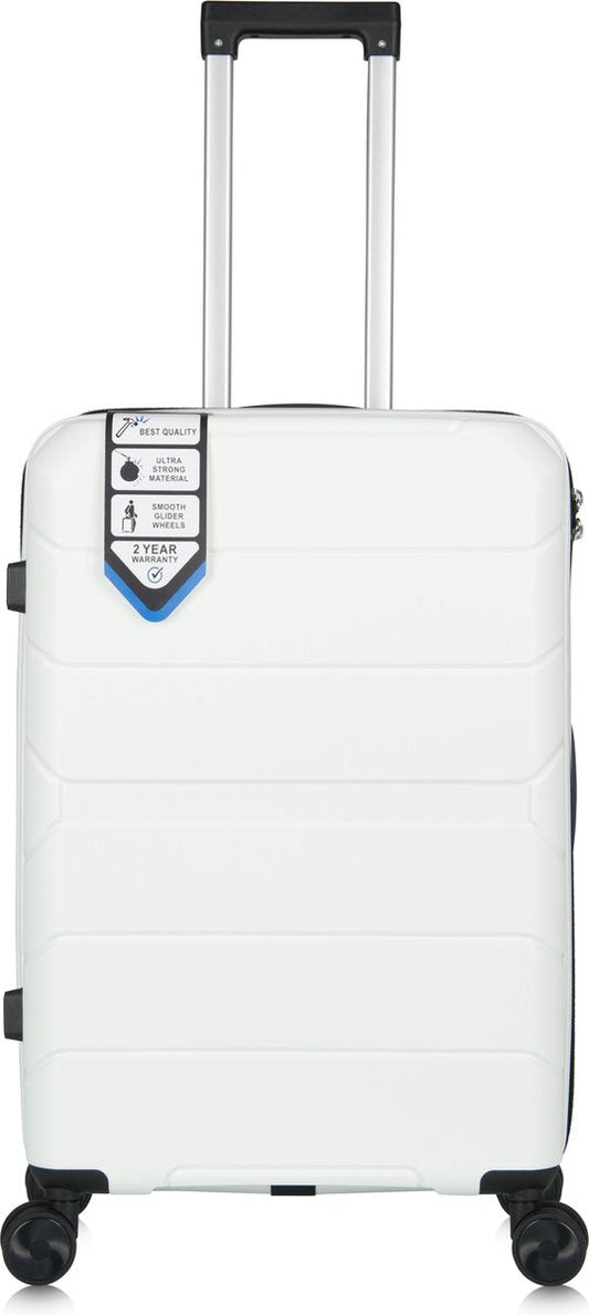Traveller M-Series Reiskoffer 24' - 65L - 66x43x26 cm - Lichtgewicht Harde Koffer - Wit - Met Ingebouwd TSA Slot - Ideaal voor Vliegtuig en Vakanties