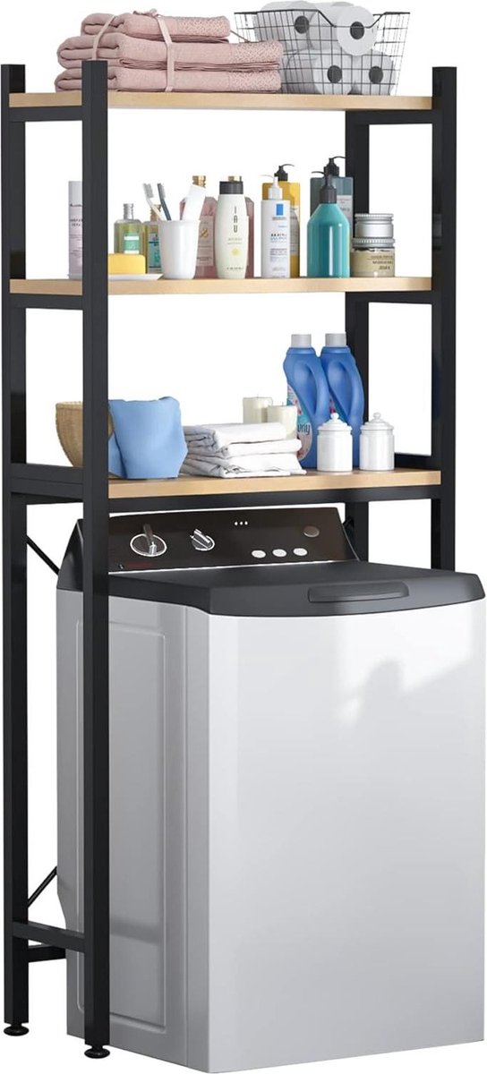 About the Clamshell Washing Machine Storage Rack - Space-saving and multifunctional - Bathroom Storage Rack - Black Washing Machine Rack