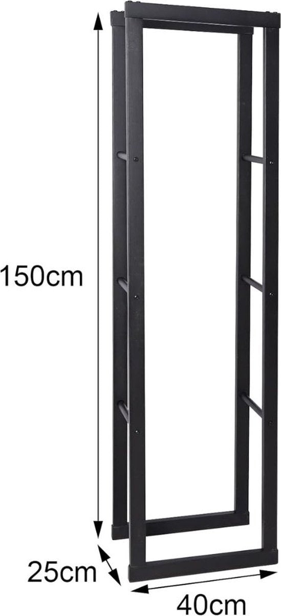 Wood Rack - Wood Storage - Firewood Rack - Firewood - Storage - Indoor and Outdoor Rack - Firewood - Metal - Black - 150x40x25cm
