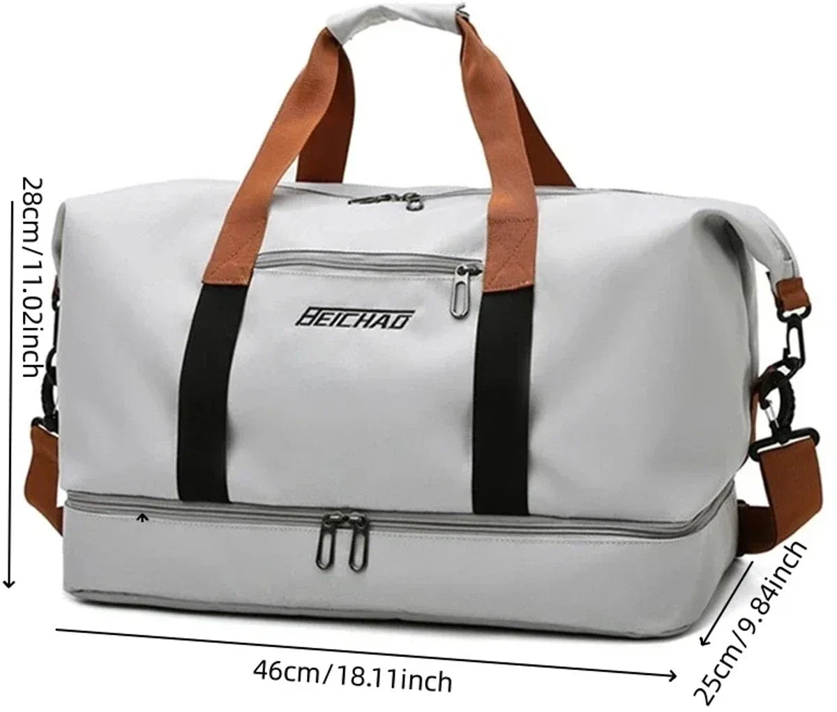 E-Shop4u - Weekendtas - Weekendtassen - Groen - 20-35 Liter - Reis - Reizen - Weekendtrip - Weekendtrips - Ruim - Stijlvol - Oxford Doek - Waterdicht - Duurzaam - Comfortabel - Handgreep - Schoenenopslag -