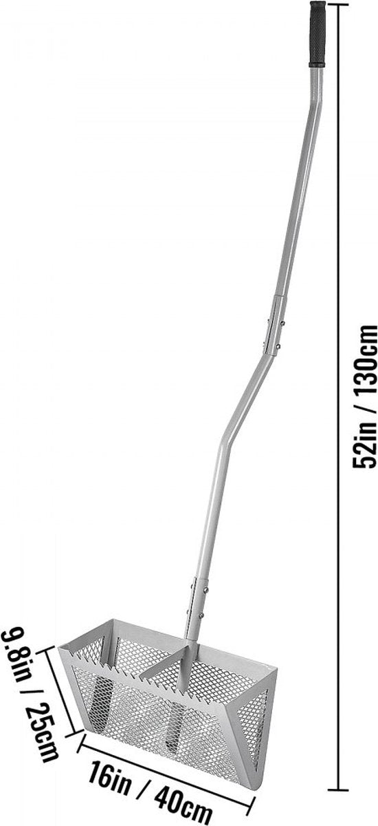 Zandhark 130x40x25cm Onkruidhark Strandhark Algen Aluminium Roestvrij Staal Zwembadhark Onkruidverzamelaar Zeef Waterplanten Puin Dode Bladeren voor Het Schoonmaken Van Meervijver Zwembad