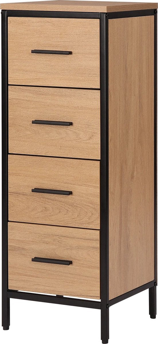 Commode - Commode met 4 lades - Badkamerkast - Woonkamerkasten - Vrijstaand - Smal hoog model