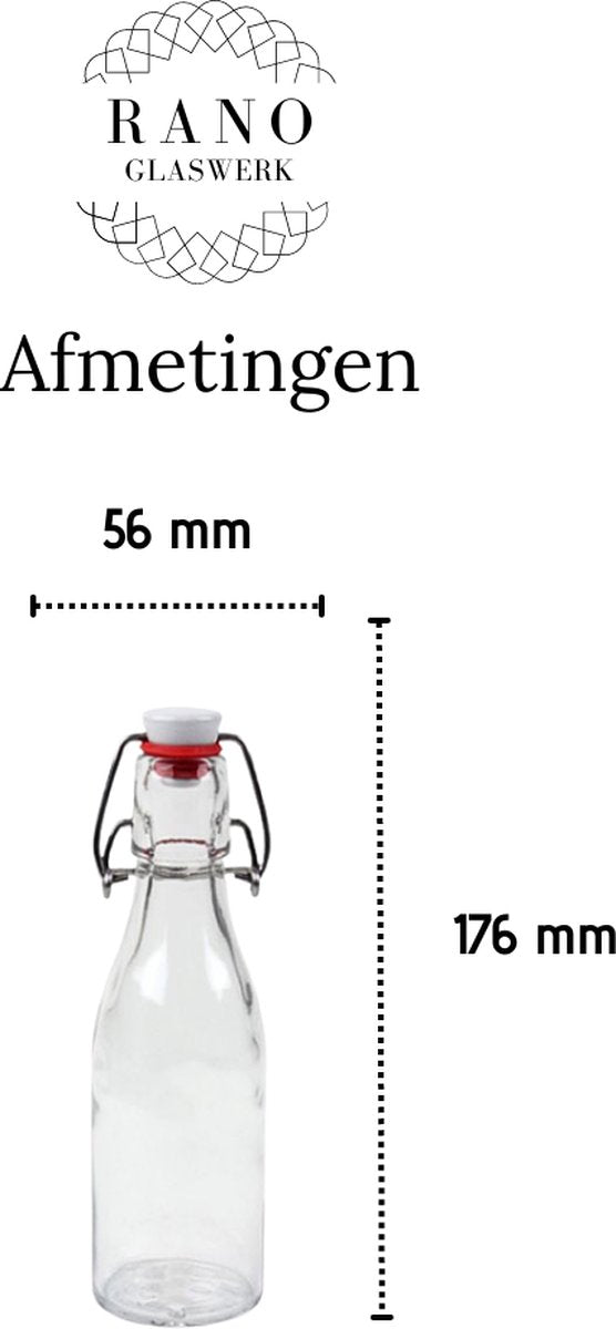 RANO - 24x beugelfles 200ml - Luchtdicht - fles met beugelsluiting / beugelflessen / weckfles / inmaakfles / sapfles / glazen flesjes met dop / decoratie