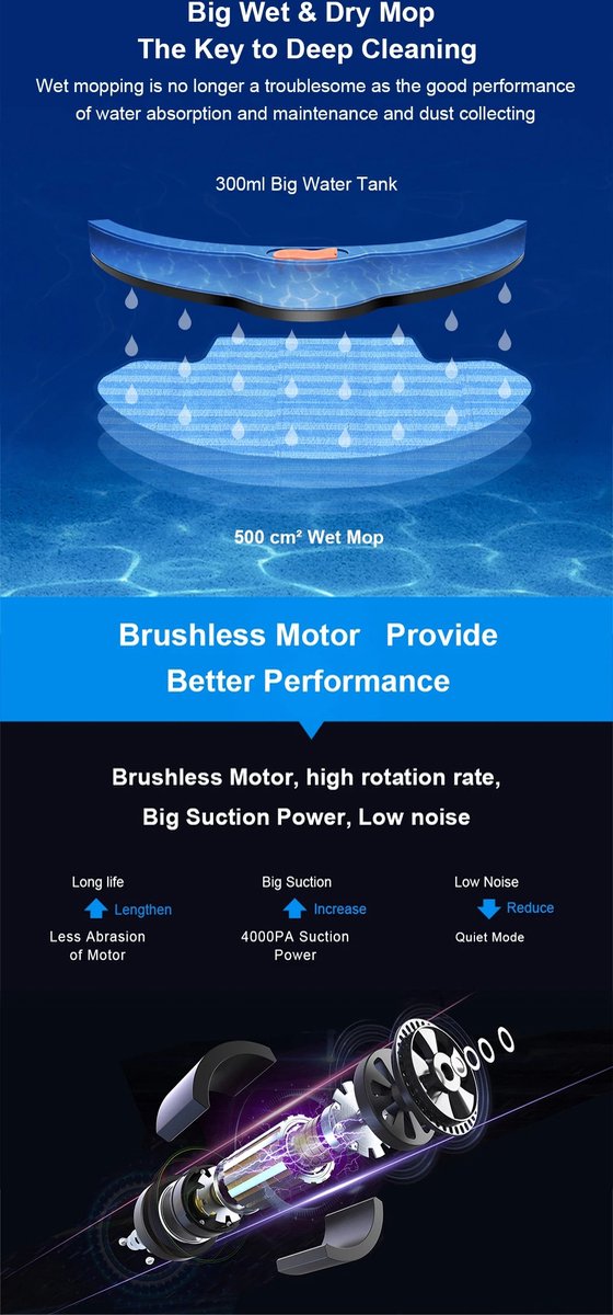 V3S PRO Robot Vacuum Cleaner - Smart Mapping - New Powerful Model - Dry and Wet Mopping Combo - WiFi App - Brushless Motor - Works with Alexa and Google Assistant - Ideal for Pet Hair - Carpet - Hard Floor