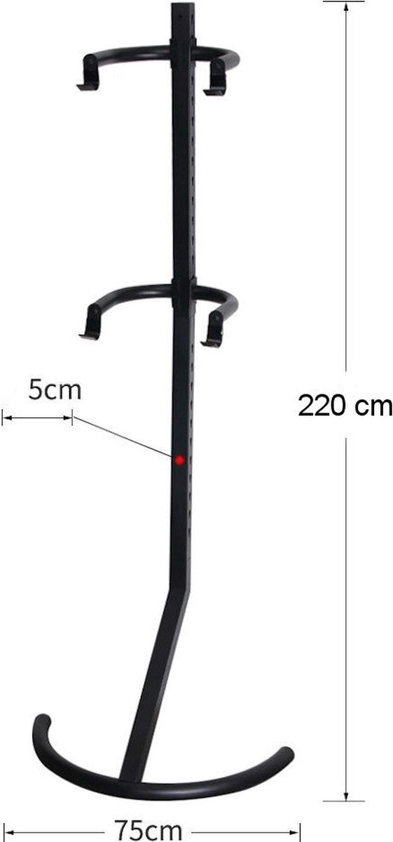 Standing bike rack for 2 bicycles - Hanging 2 bicycles one above the other - Bicycle rack hanging system - 220 Cm