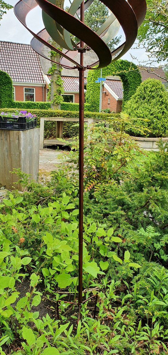 WINDMOLEN / GROEN BRONS KLEUR / TUINSTEKER / METAAL / TUINSTEKER / GECOAT / WINDSPINNER /