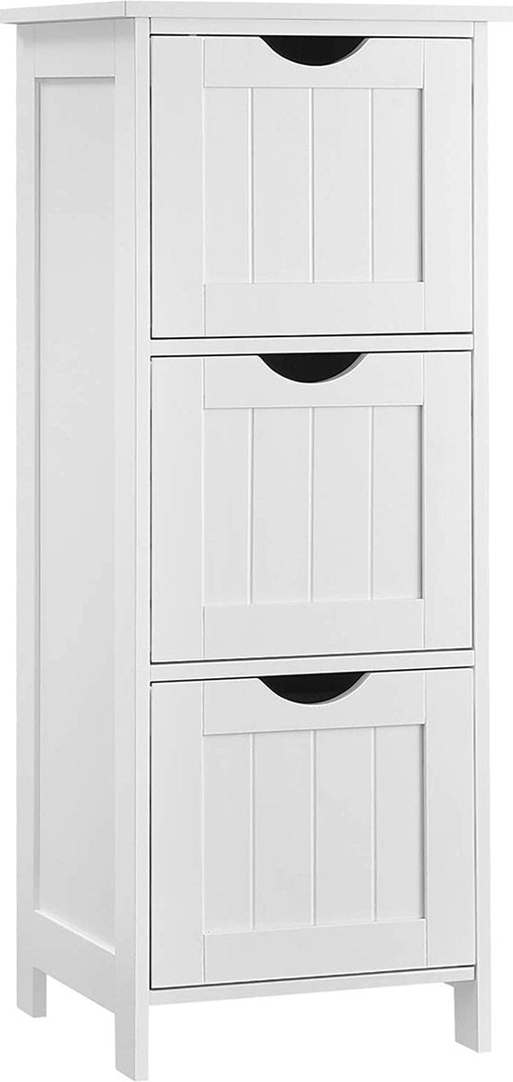 Bathroom cabinet, storage cabinet, narrow bathroom cabinet with 3 drawers, 32 x 30 x 81 cm, bathroom, living room, bedroom, kitchen, Scandinavian style, matte white BBC50WT