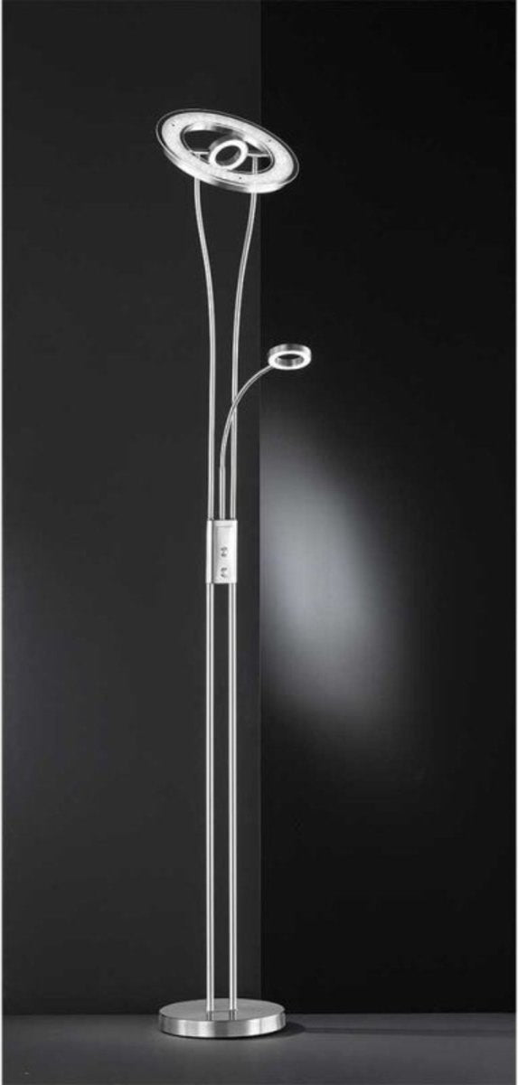 Dimbare LED Vloerlamp met leeslamp en touch dimmer - Draaibaar - 3 lichtpunten - 180 cm