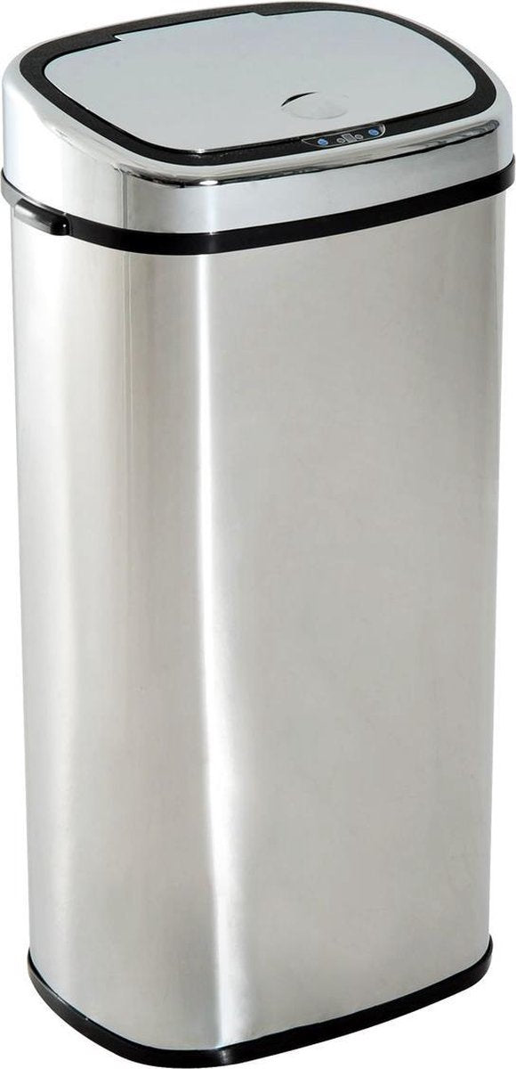 Prullenbak 50 liter - Prullenbak met sensor - Prullenbak - Afvalbak - 68 L - RVS - Zilver