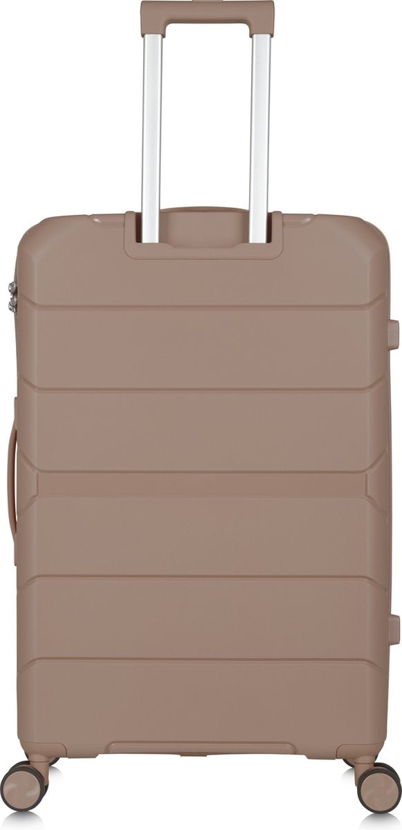 Traveller Set M+L Suitcases 24" and 28" - 65L and 93L - Lightweight Hard Cases - Light Brown - With Built-in TSA Lock - For Air Travel and Long Vacations