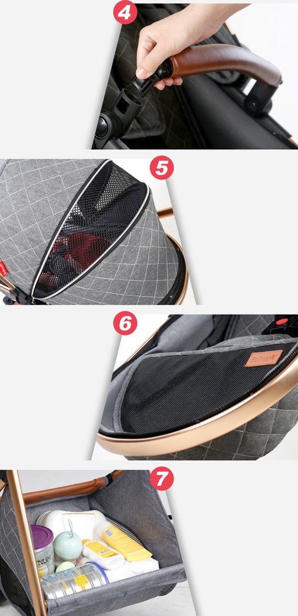 Luxe Multifunctionele 3-in-1 Combi Kinderwagen – Kwalitatieve Buggy – Inklapbare Wandelwagen – Crème – Incl. Autostoel
