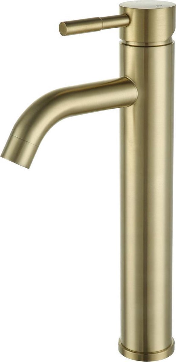 Washbasin tap Rocco Surface Mounted High Round Brushed Gold 1 Handle
