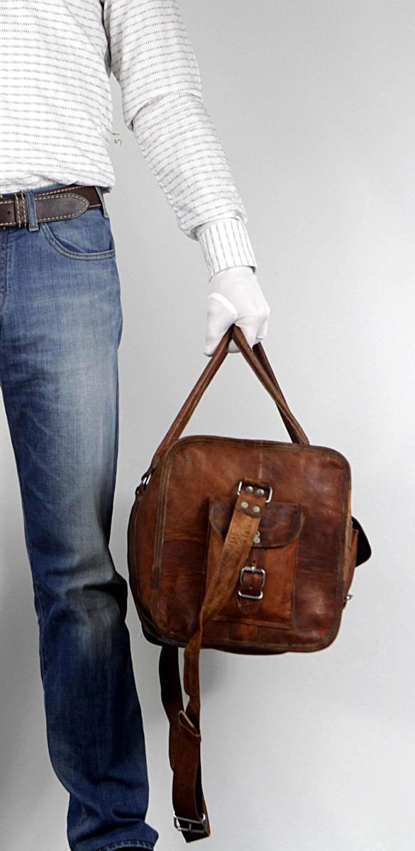 Travel bag made of REAL LEATHER - Sports bag - Weekend bag MALAGA Real Leather - Cognac Brown -HANDMADE VINTAGE STYLE Duffle bag