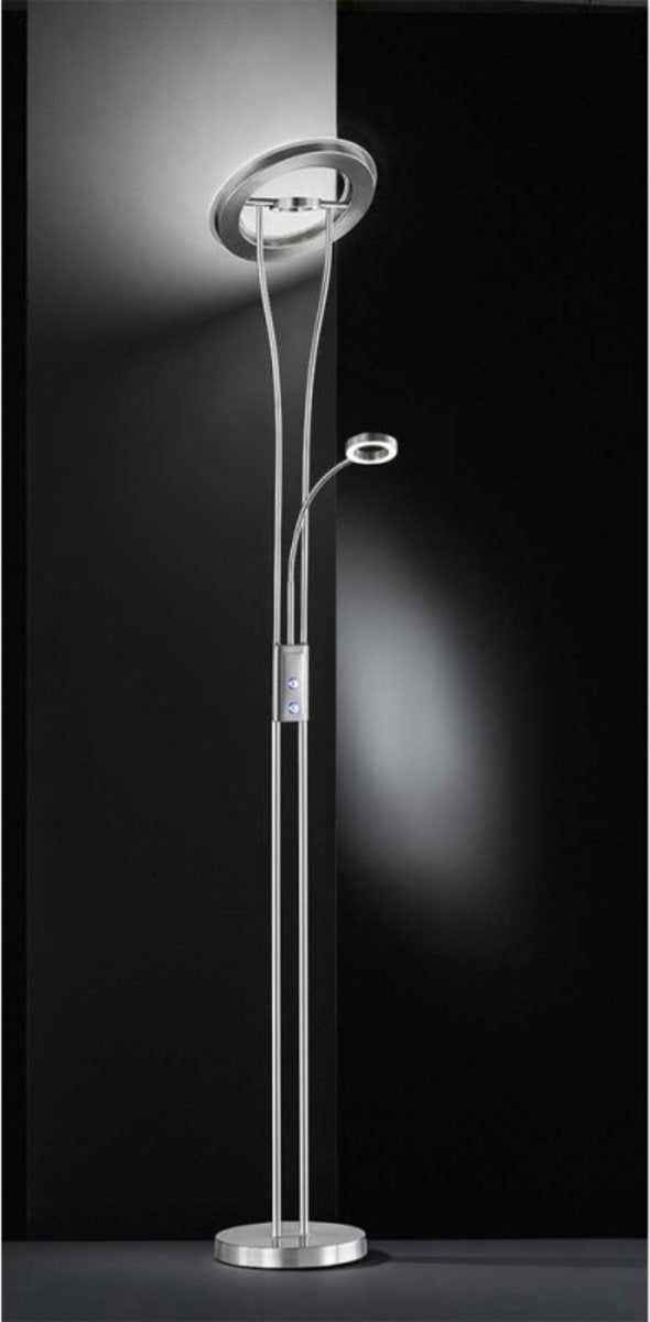 Dimbare LED Vloerlamp met leeslamp en touch dimmer - Draaibaar - 3 lichtpunten - 180 cm