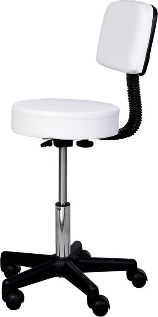 Tabouret comfort - Tabouret met rugleuning - Werkkruk - Draaikruk - Kapperskruk - In hoogte verstelbaar - Zwart