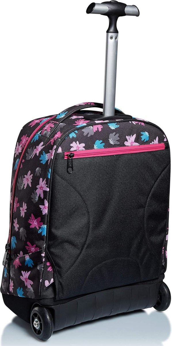 Trolley, 2-in-1, schooltas op wielen, rugzak met trolleyfunctie voor kinderen, vanaf groep 1, voor school, reizen, meisjes & jongens; veelkleurig
