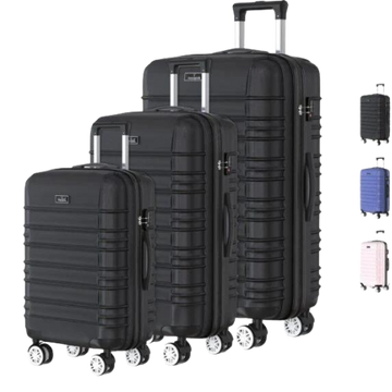 Voyagoux® AVALON – Reiskoffer Set – Zwart