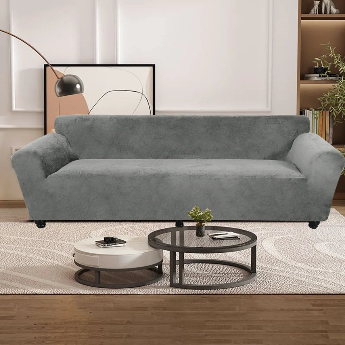 Stretch Bankhoes voor 3-zitsbanken (190-230 cm) - Bescherming en Stijl voor Uw Zetel - Vlekbestendig, Comfortabel en Eenvoudig Onderhoud - Grijs
