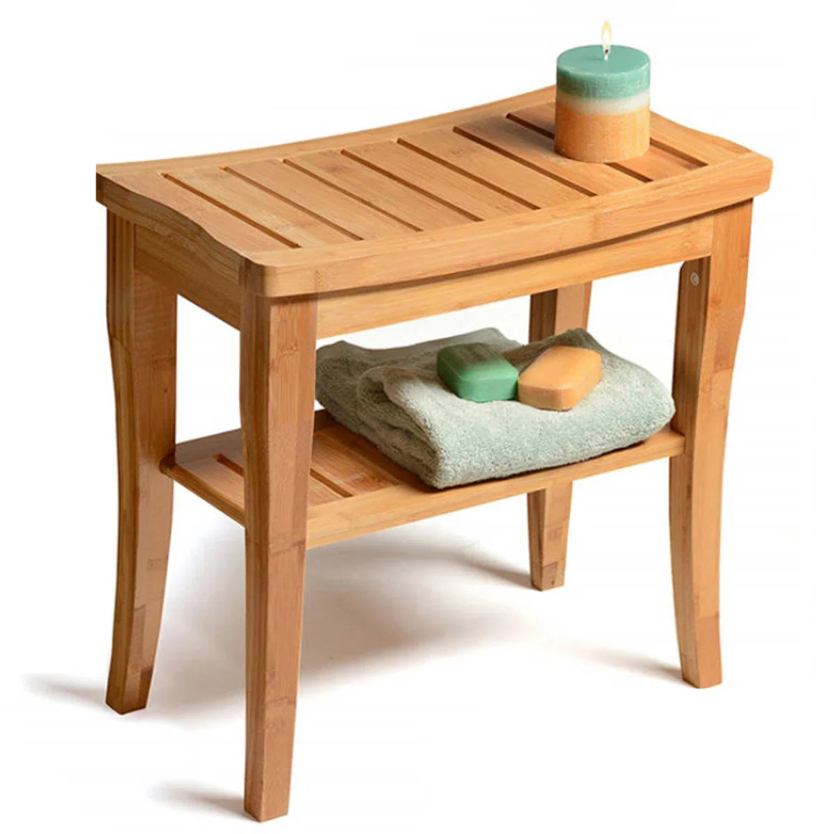Decopatent® Bamboe Badkamer Sauna bankje - 48cm - Met opbergruimte