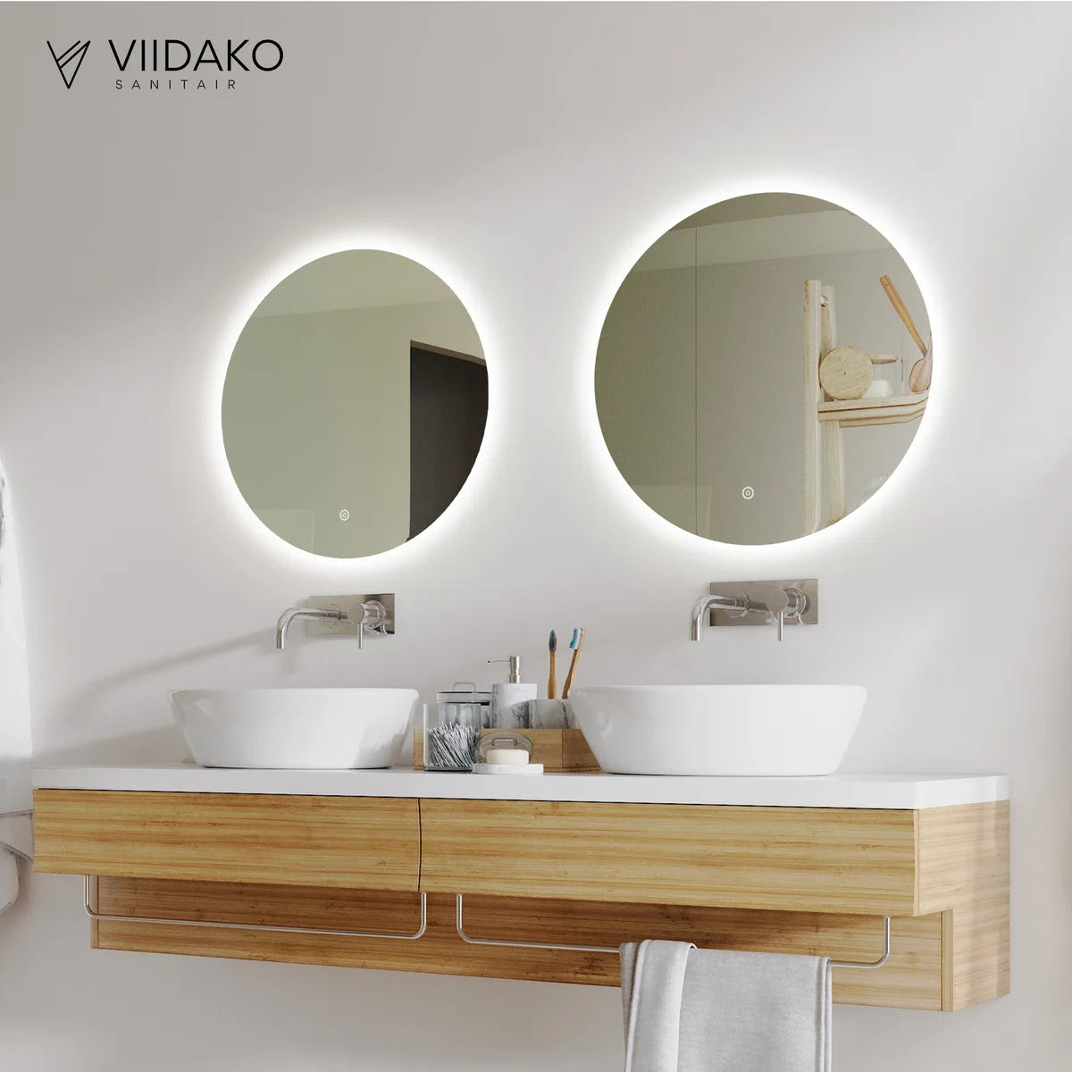 Viidako LED Spiegel - Condensvrij – dimbaar - 3 LED standen – Hip design – Krasbestendig – Duurzame kwaliteit – Eenvoudige Installatie