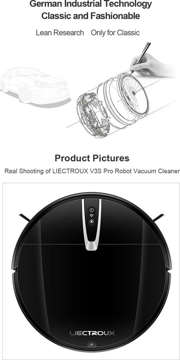 V3S PRO Robot Vacuum Cleaner - Smart Mapping - New Powerful Model - Dry and Wet Mopping Combo - WiFi App - Brushless Motor - Works with Alexa and Google Assistant - Ideal for Pet Hair - Carpet - Hard Floor