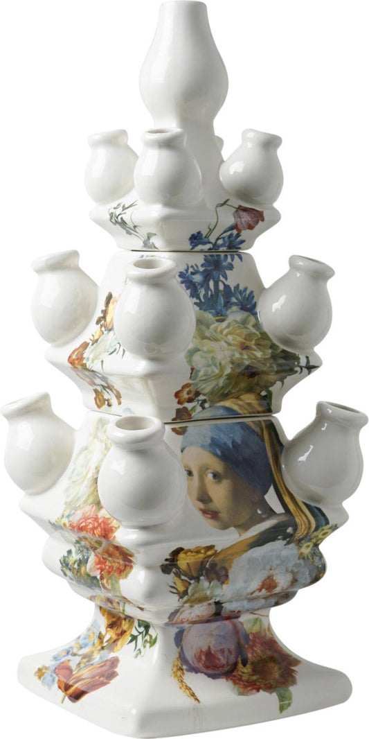 Tulip Vase - Girl with a Pearl Earring - 40 cm - 3 parts - Vermeer - Holland souvenir - Johannes Vermeer - gift for mom - gift for grandma - Heinen Delfts Blauw