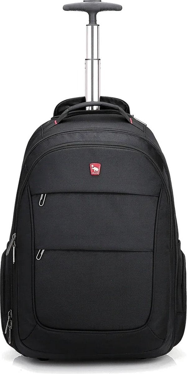 ByLoesje® Trolleyrugzak - Wieltjes - Handvat - Bagage - Zwart - Inhoud 29 liter - Laptopvak