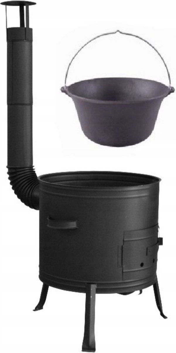 Outdoor cooking stove, CAST IRON COOKING POT Ø32!!!, Outdoor kitchen, Wood stove with cast iron pot. Hungarian kettle, Patio stove. Content 8L
