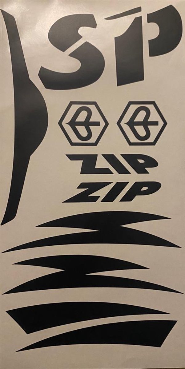 Piaggio Zip Stickerpakket - Piaggio Zip Accessoire - Scooter Sticker - Scooter Accessoires - Zwart - Glans