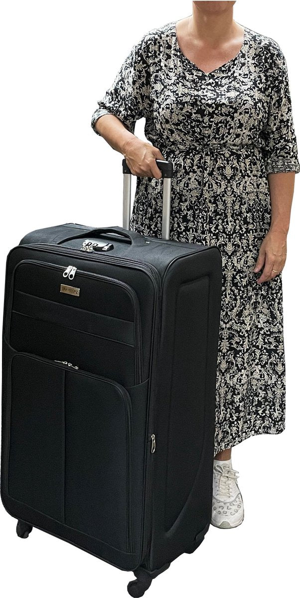 Dubai Abu Dhabi Grote XL Koffer - 88 cm - 125/135 liter - Uitbreidbaar - Zwart