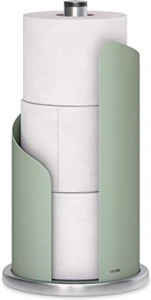 Keukenrolhouder RVS mat H 30 Ø 15 cm rolhouder papierrolhouder voor keukenrolhouder staand (Groen)