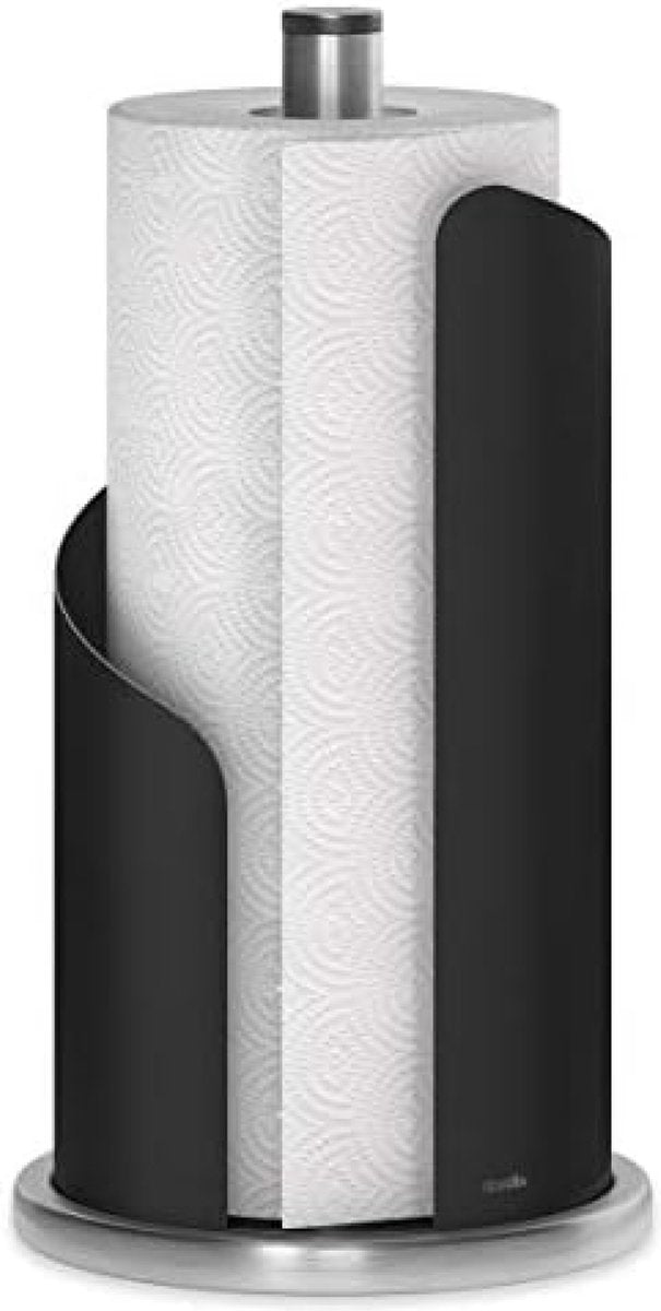 Keukenrolhouder roestvrij staal mat H 30 Ø 15 cm rolhouder papierrolhouder voor keukenrolhouder staand (zwart)
