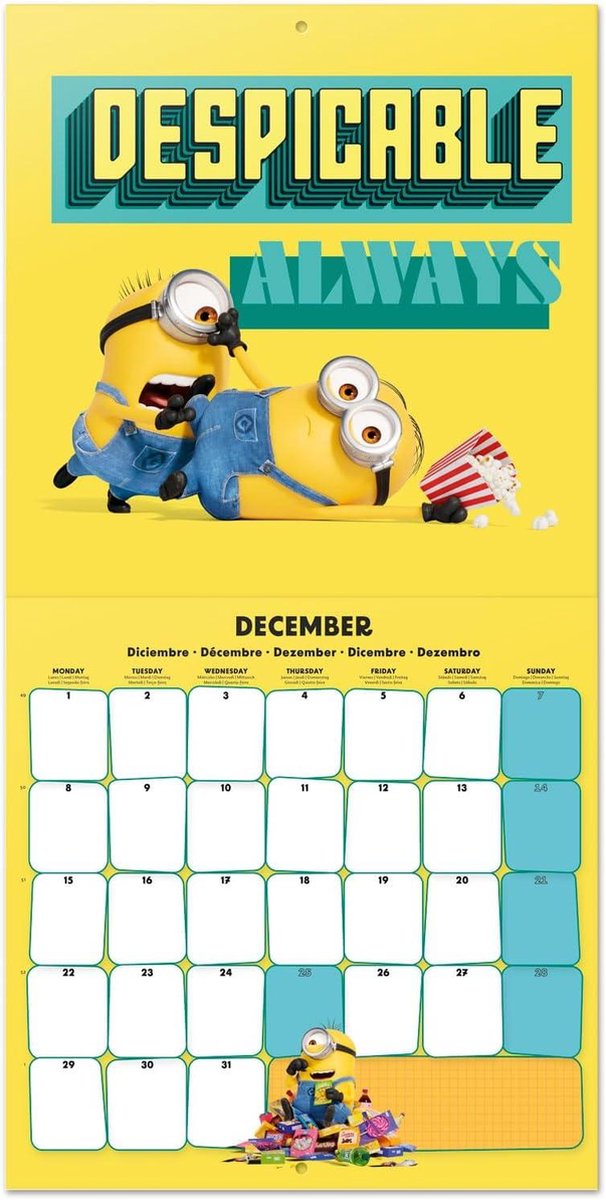 Gru My Favorite Villains 2025 Kalender 4-Brochurekalender 30x30 cm-Fsc Gecertificeerde Wandkalender kalender 2025 maandkalender