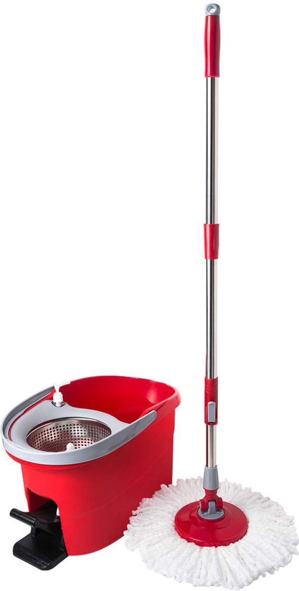 Decopatent® Vloermopsysteem met emmer en pedaal - Mopset - Schoonmaken van vloer - Vloermop dweil met dweilemmer en lange steel